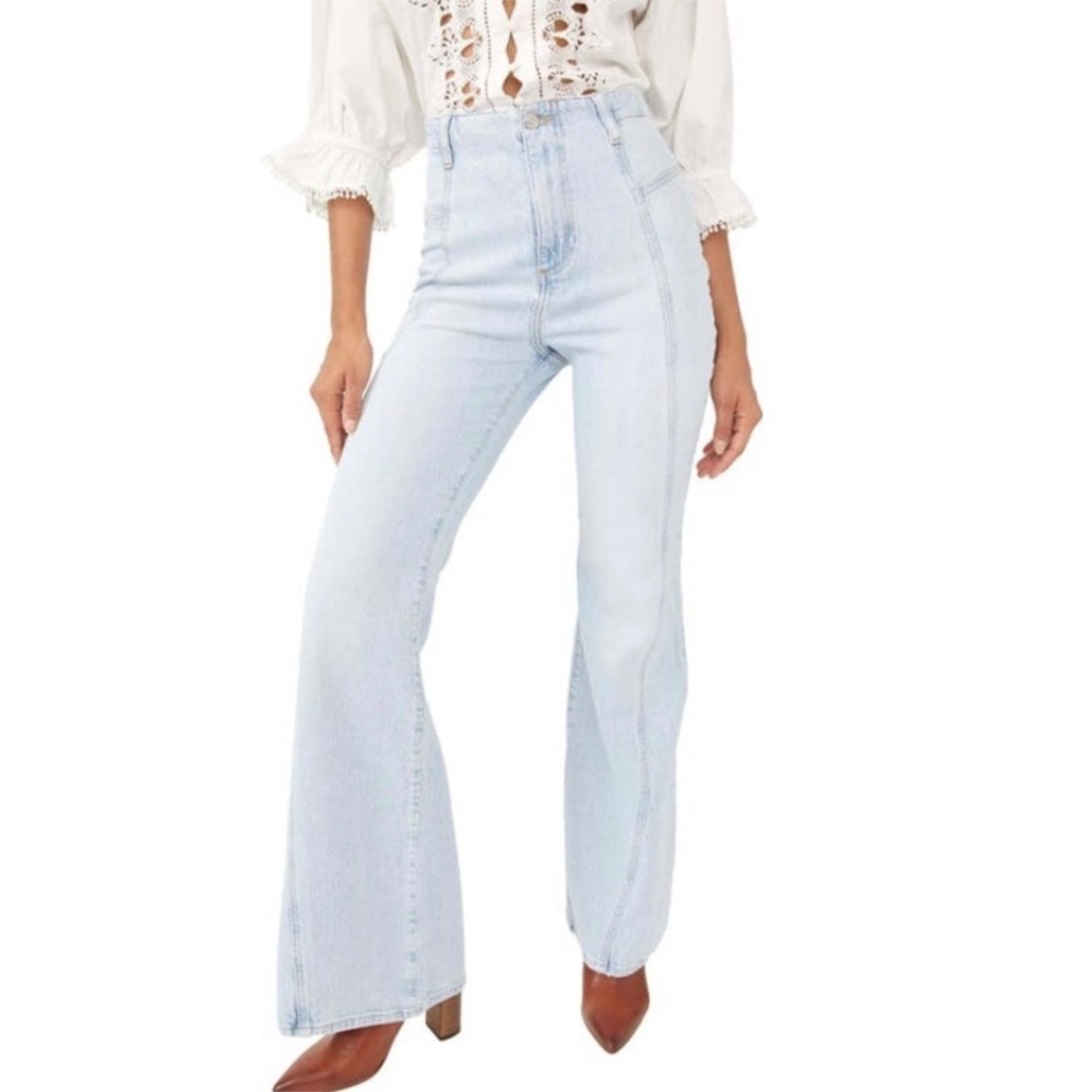 Free People we the Free women’s Light Blue Women's Jeans Wide Leg Size 30 - Picture 3 of 13